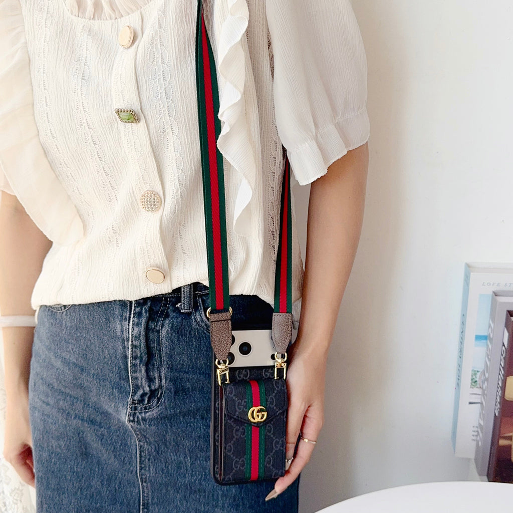 Classic Leather iPhone Case With Card Holder And Strap
