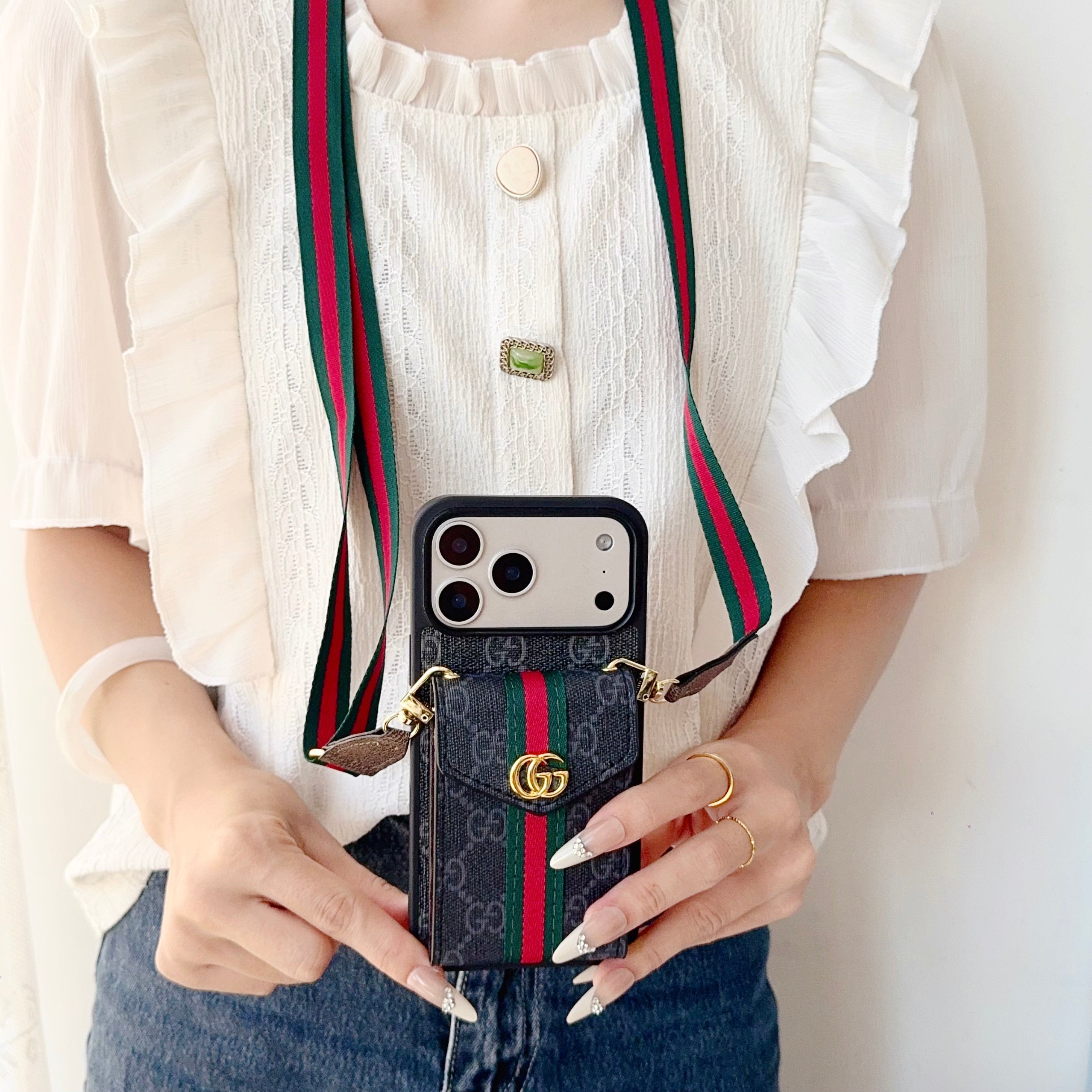 Classic Leather iPhone Case With Card Holder And Strap