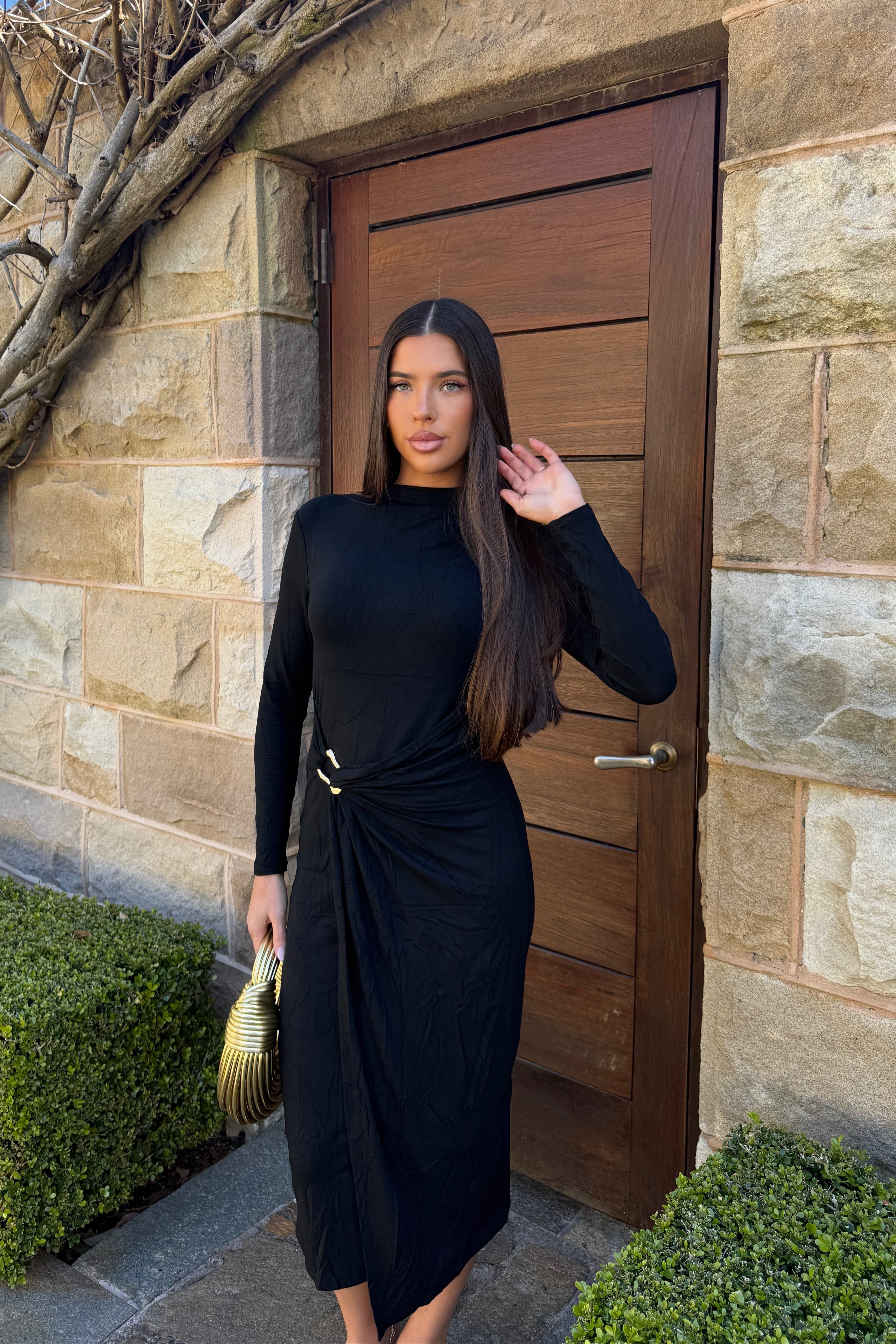 Luxuii Bodycon Mock Neck Wedding Guest Cocktail Party Dresses