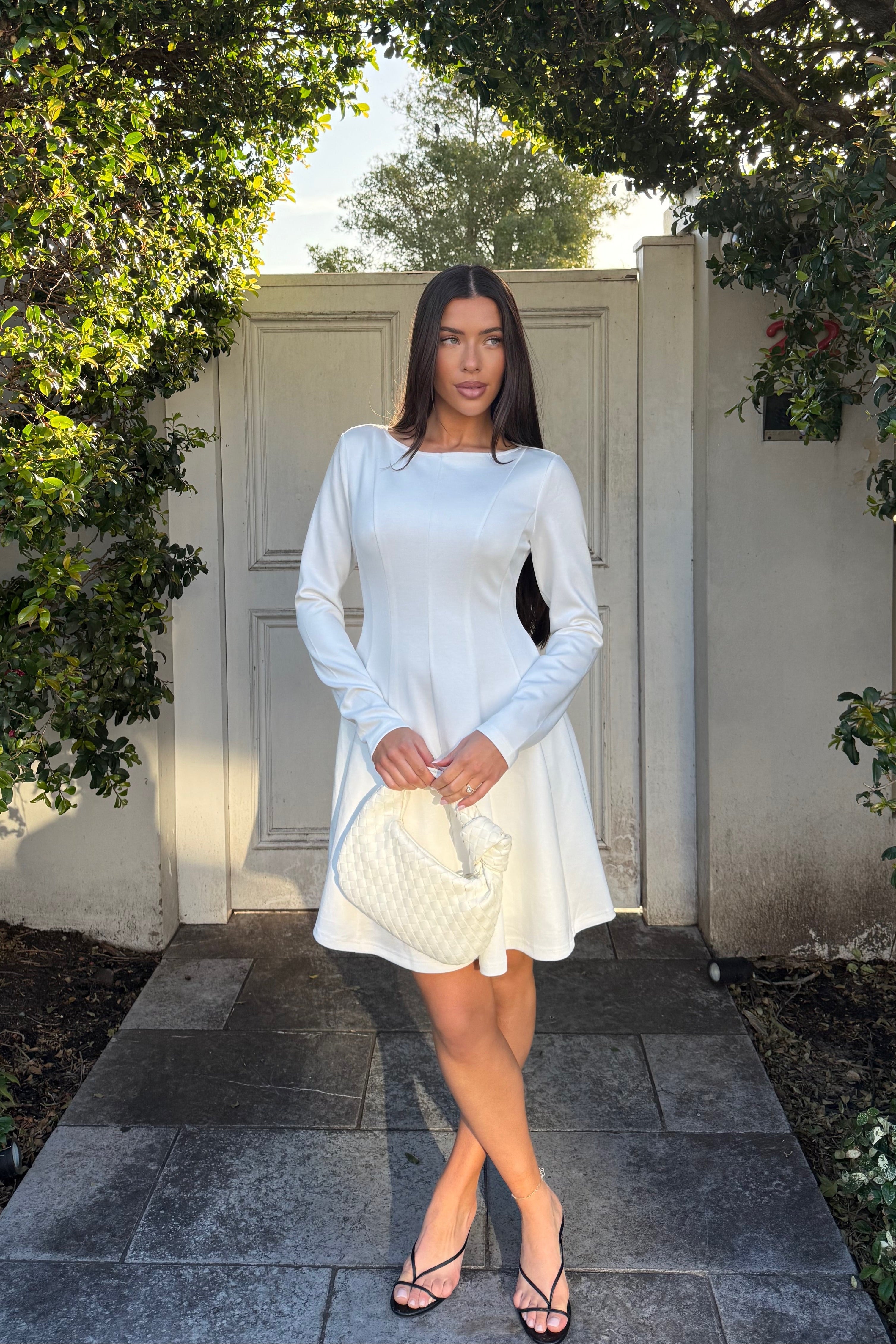 Luxuii Fall Crewneck Pleated Babydoll A Line Flowy Dresses