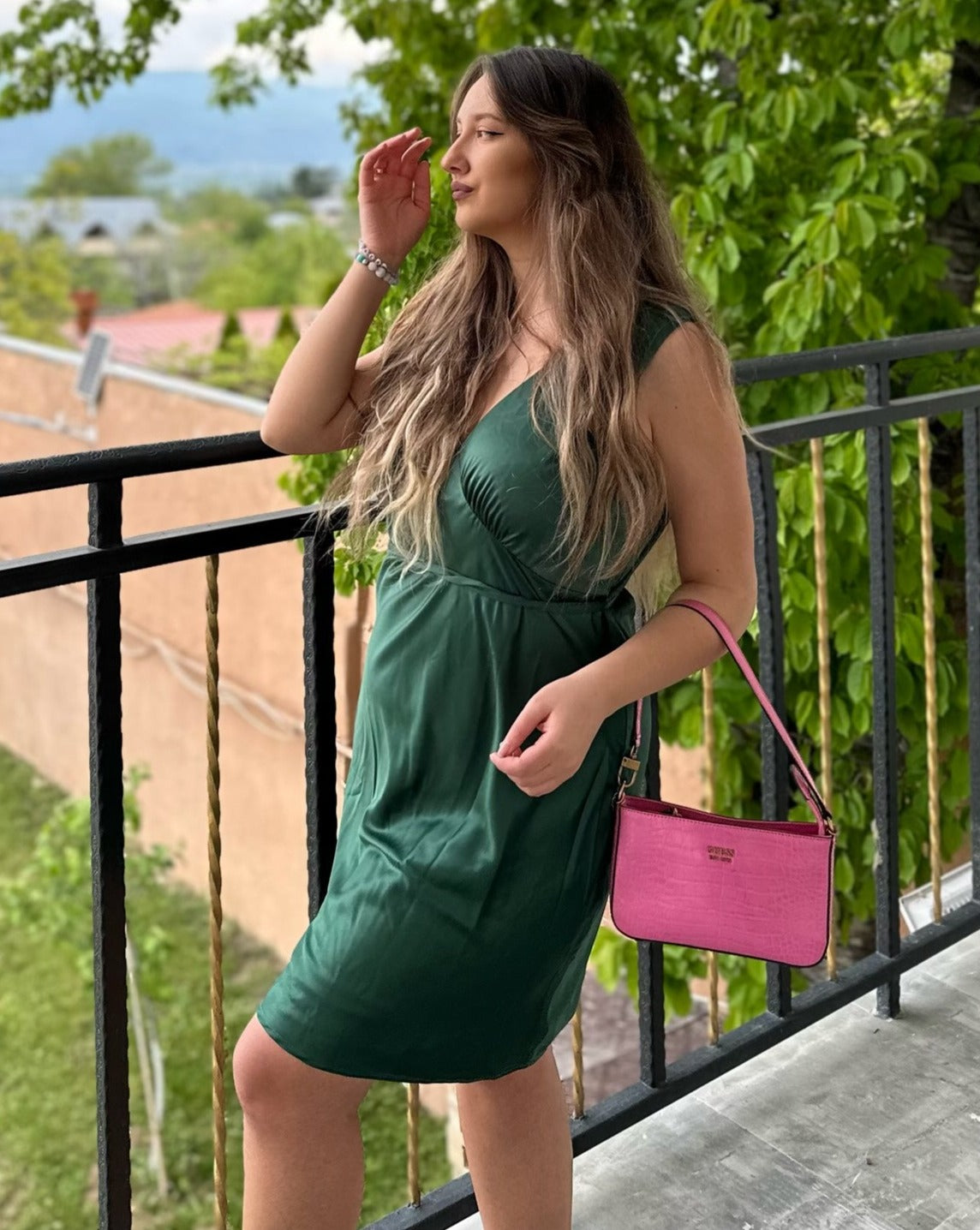 Luxuii Satin V Neck Sleeveless Backless Tie Waist Mini Dress