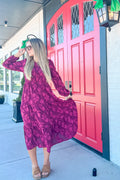 Luxuii Boho Floral Casual Crewneck Flowy Wedding Guest Dresses
