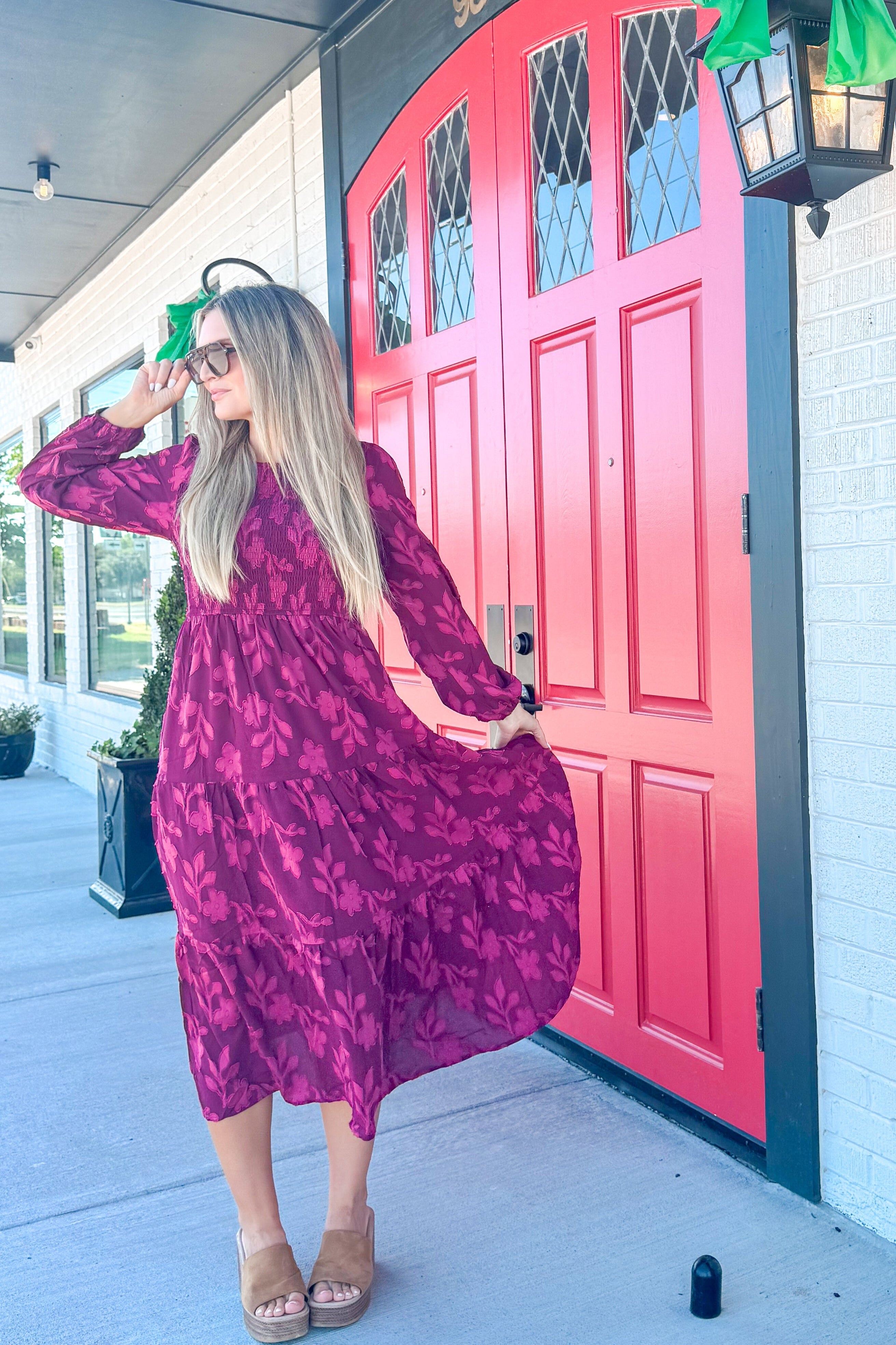 Luxuii Boho Floral Casual Crewneck Flowy Wedding Guest Dresses