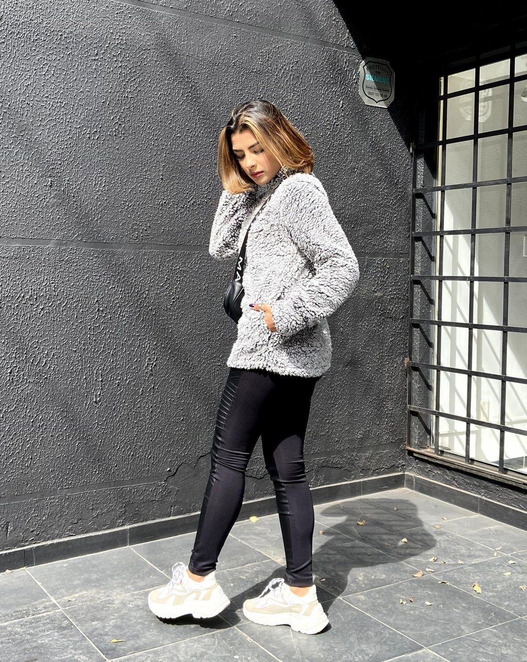 Luxuii Zipper Sherpa Fleece Sweatshirt Pullover