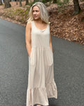 Luxuii Sleeveless Square Neck Tiered Swing Maxi Dress