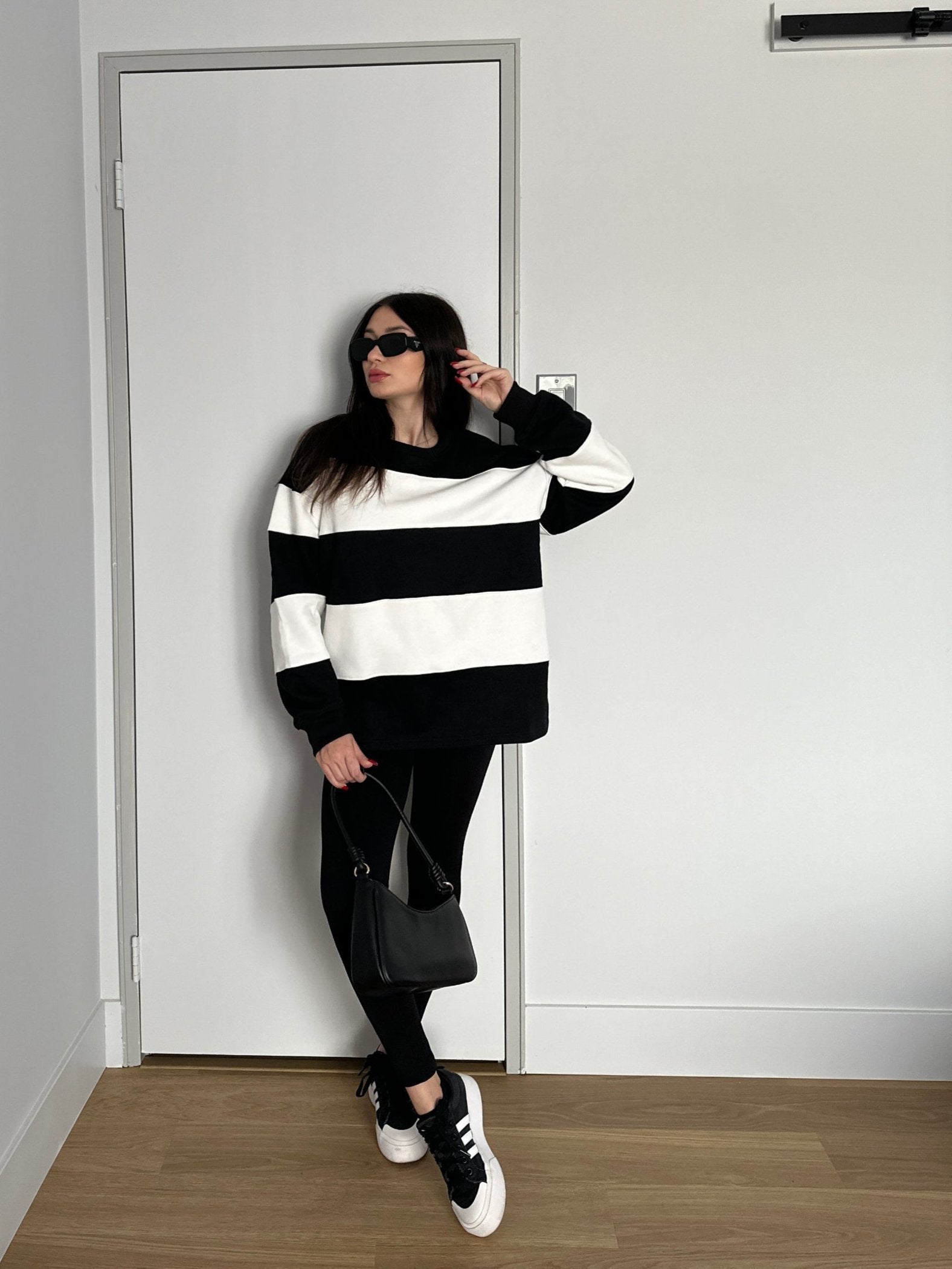 Luxuii Women's Fall Sweatshirt Long Sleeve Oversized Striped Fleece Pullover Tops