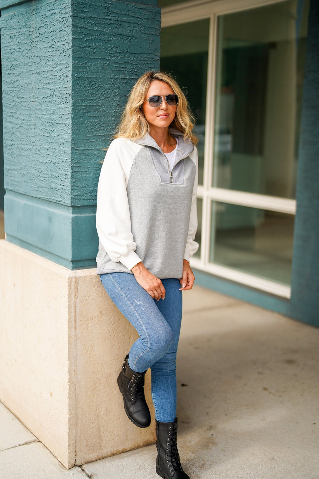 Luxuii Oversized Sweatshirts Half Zip Long Sleeve Pullover Tops
