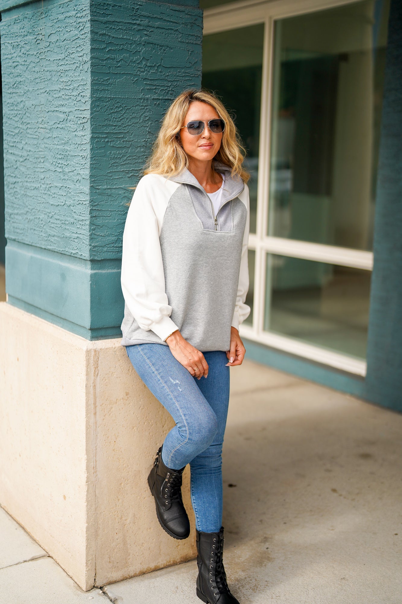 Luxuii Oversized Sweatshirts Half Zip Long Sleeve Pullover Tops