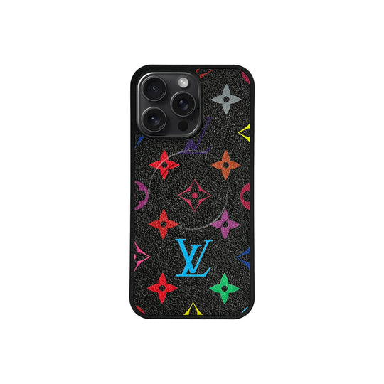 Black Multi-Color Monogram MagSafe Case for iPhone 12-17 Series