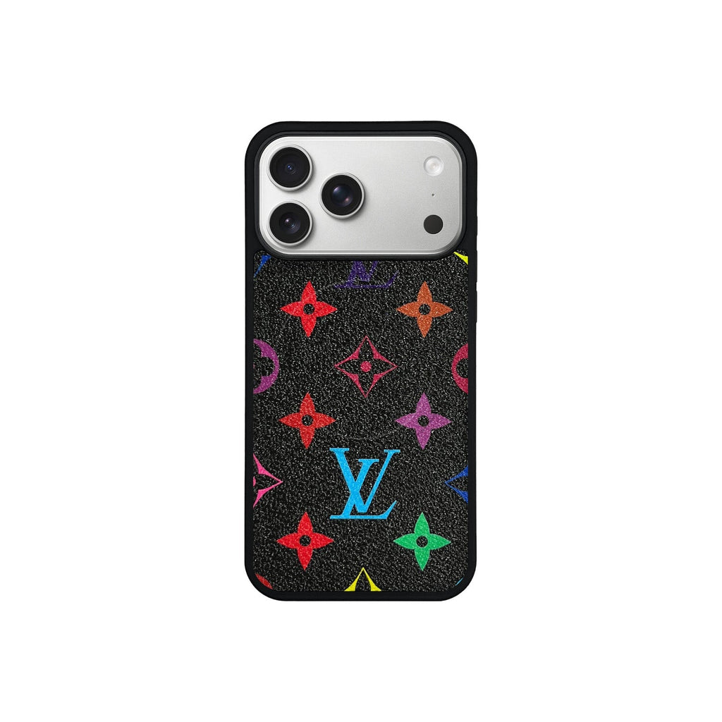 Black Multi-Color Monogram MagSafe Case for iPhone 12-17 Series
