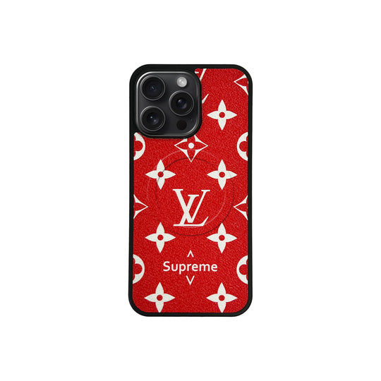 Red Monogram MagSafe Case for iPhone 12-17 Series