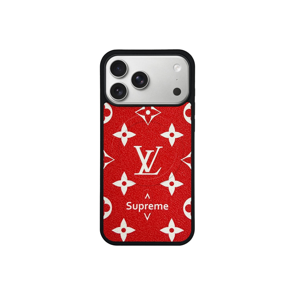 Red Monogram MagSafe Case for iPhone 12-17 Series