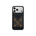 Set Magsafe Cardholder Orange Monogram Black with Case For iPhone 12-17 Series