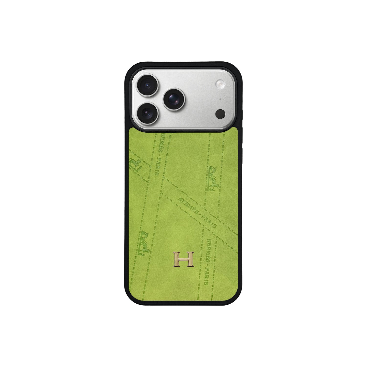 Premium Leather Style Case with Metal H-Logo for iPhone 12 - 17 Series