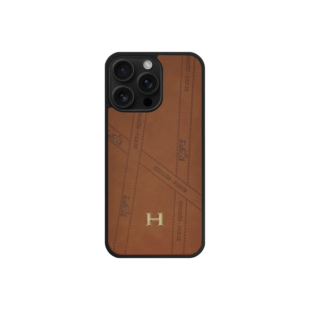 Premium Leather Style Case with Metal H-Logo for iPhone 12 - 17 Series