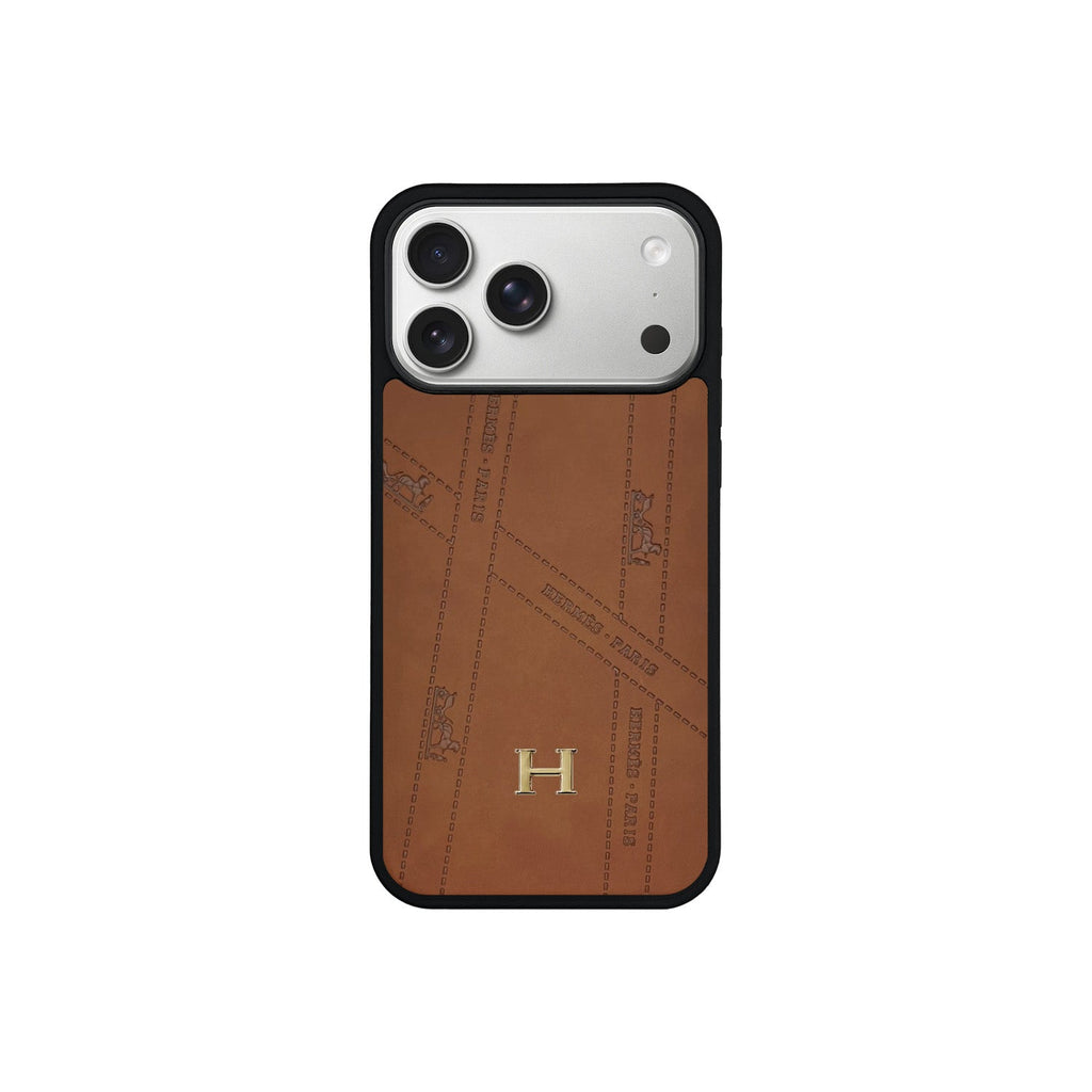 Premium Leather Style Case with Metal H-Logo for iPhone 12 - 17 Series