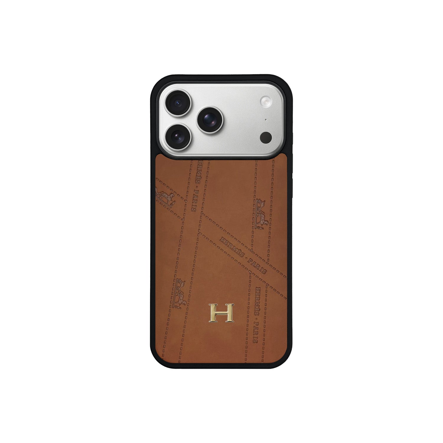Premium Leather Style Case with Metal H-Logo for iPhone 12 - 17 Series