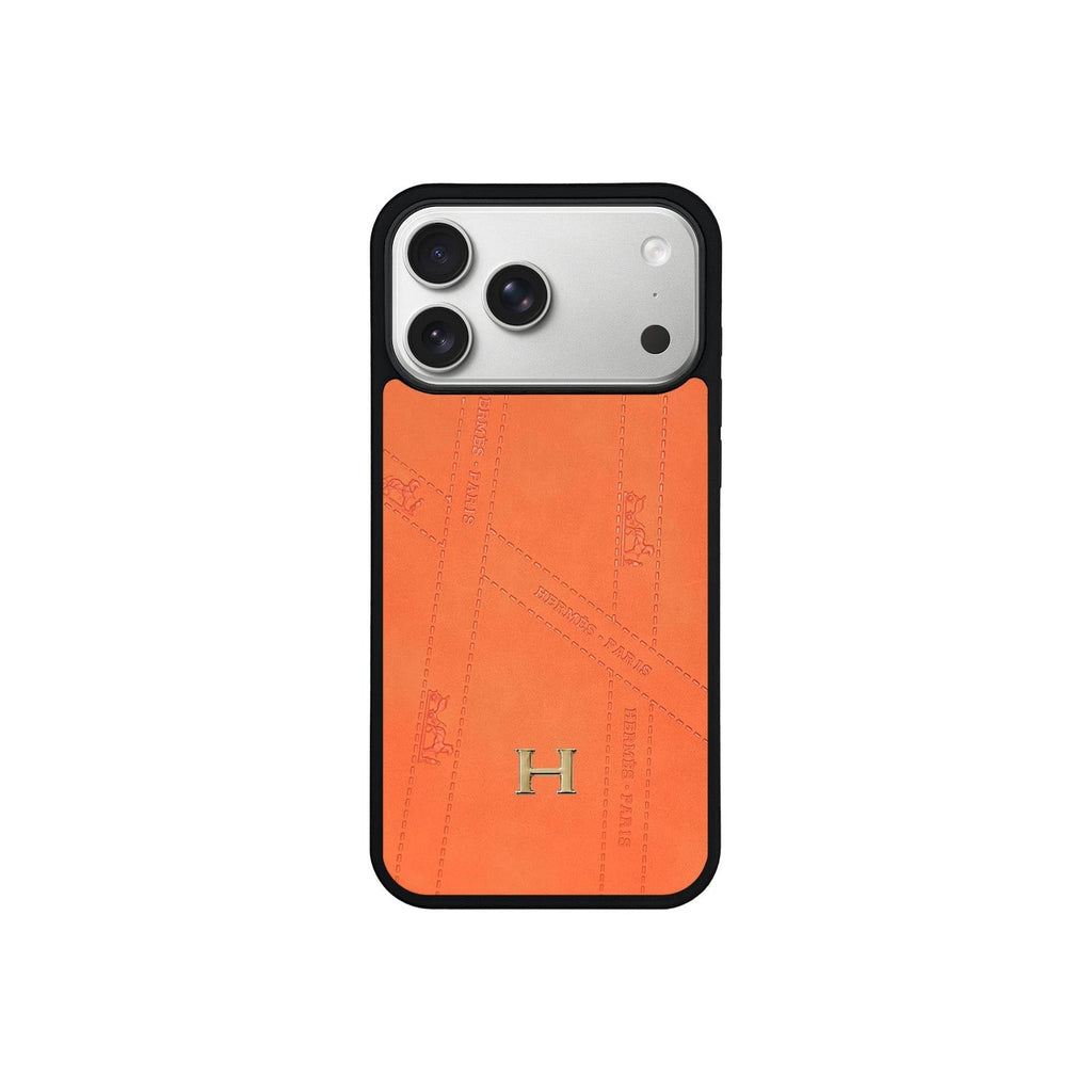 Premium Leather Style Case with Metal H-Logo for iPhone 12 - 17 Series