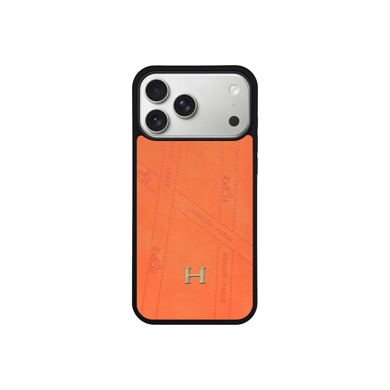 Premium Leather Style Case with Metal H-Logo for iPhone 12 - 17 Series