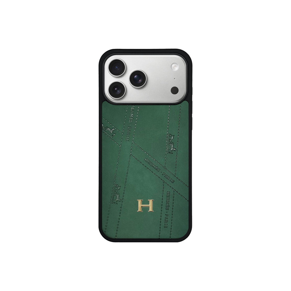 Premium Leather Style Case with Metal H-Logo for iPhone 12 - 17 Series