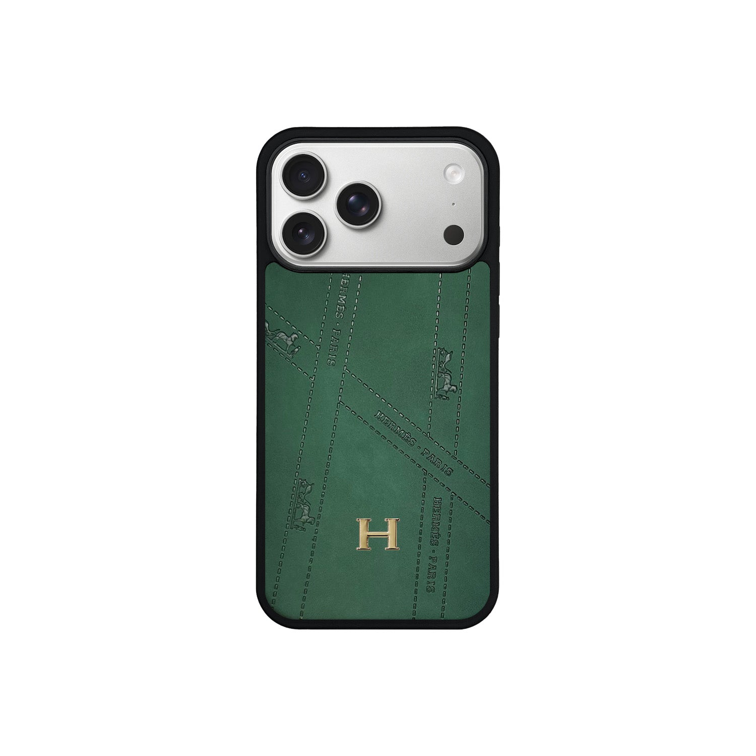 Premium Leather Style Case with Metal H-Logo for iPhone 12 - 17 Series