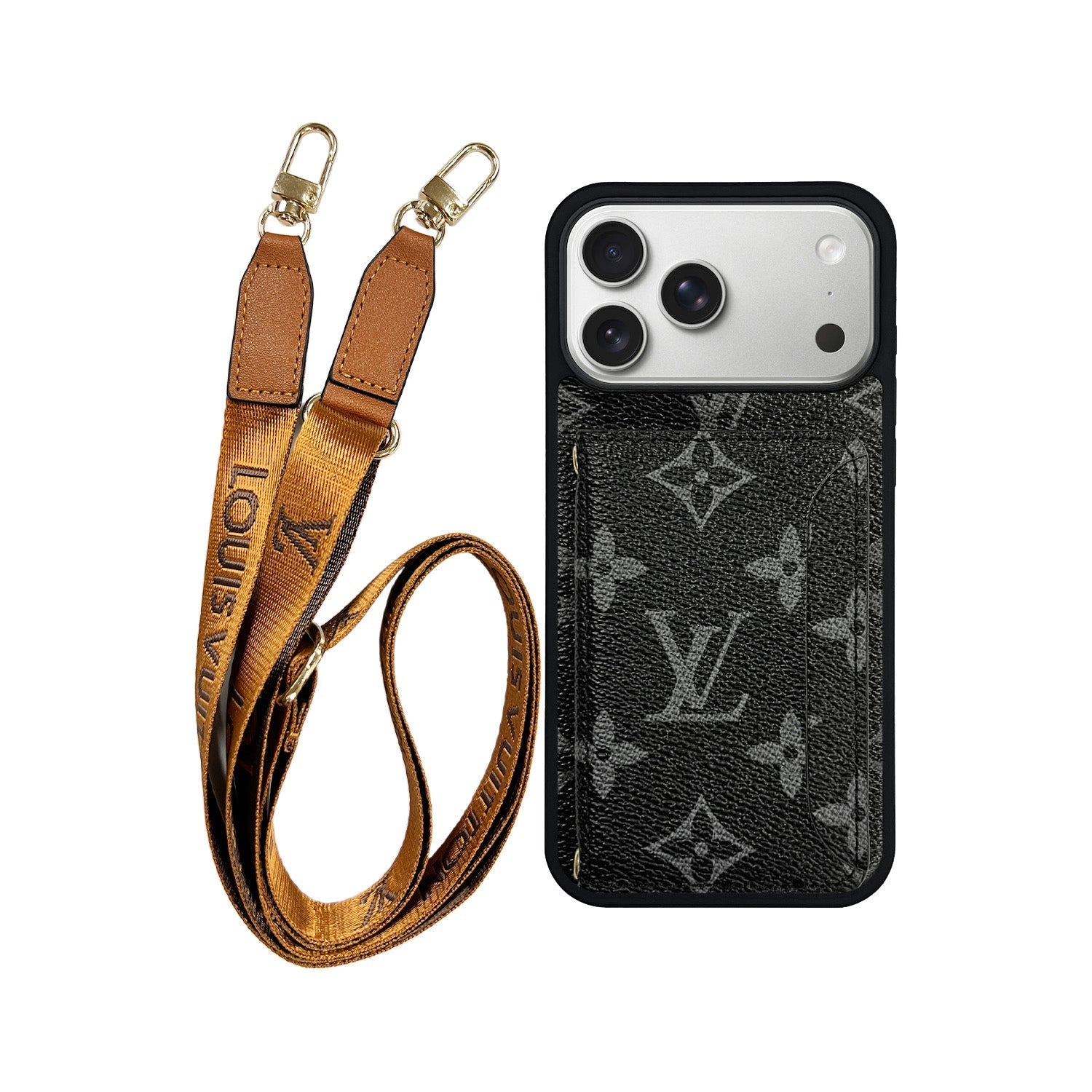 Monogram Cardholder Fully Covered Lanyard for iPhone 12-17 Series