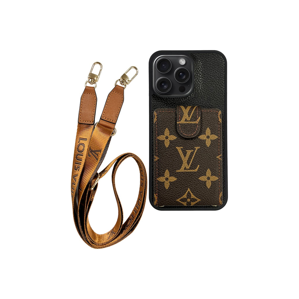 Monogram Phone Case with Strap For iPhone 12-17 Series