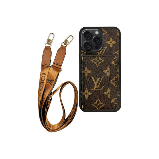 Monogram Cardholder Fully Covered Lanyard for iPhone 12-17 Series