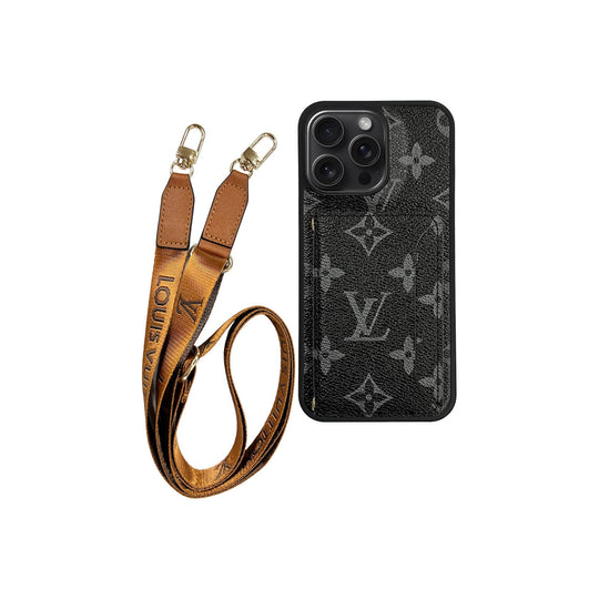 Monogram Cardholder Fully Covered Lanyard for iPhone 12-17 Series