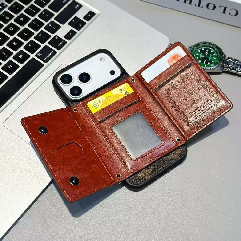 Luxury Card Holder Wallet Style Phone Case for iPhone 12-17 Series