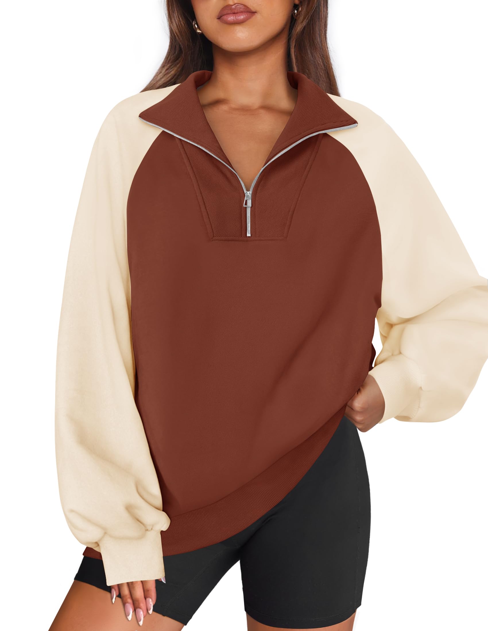 Luxuii Oversized Sweatshirts Half Zip Long Sleeve Pullover Tops