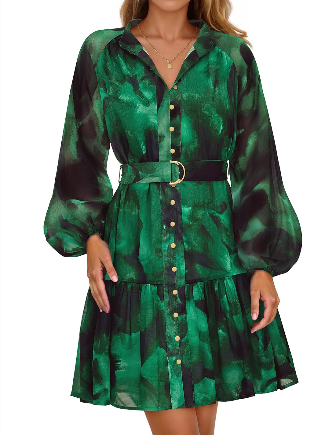 Luxuii Floral Button Chiffon A Line Party Short Dresses