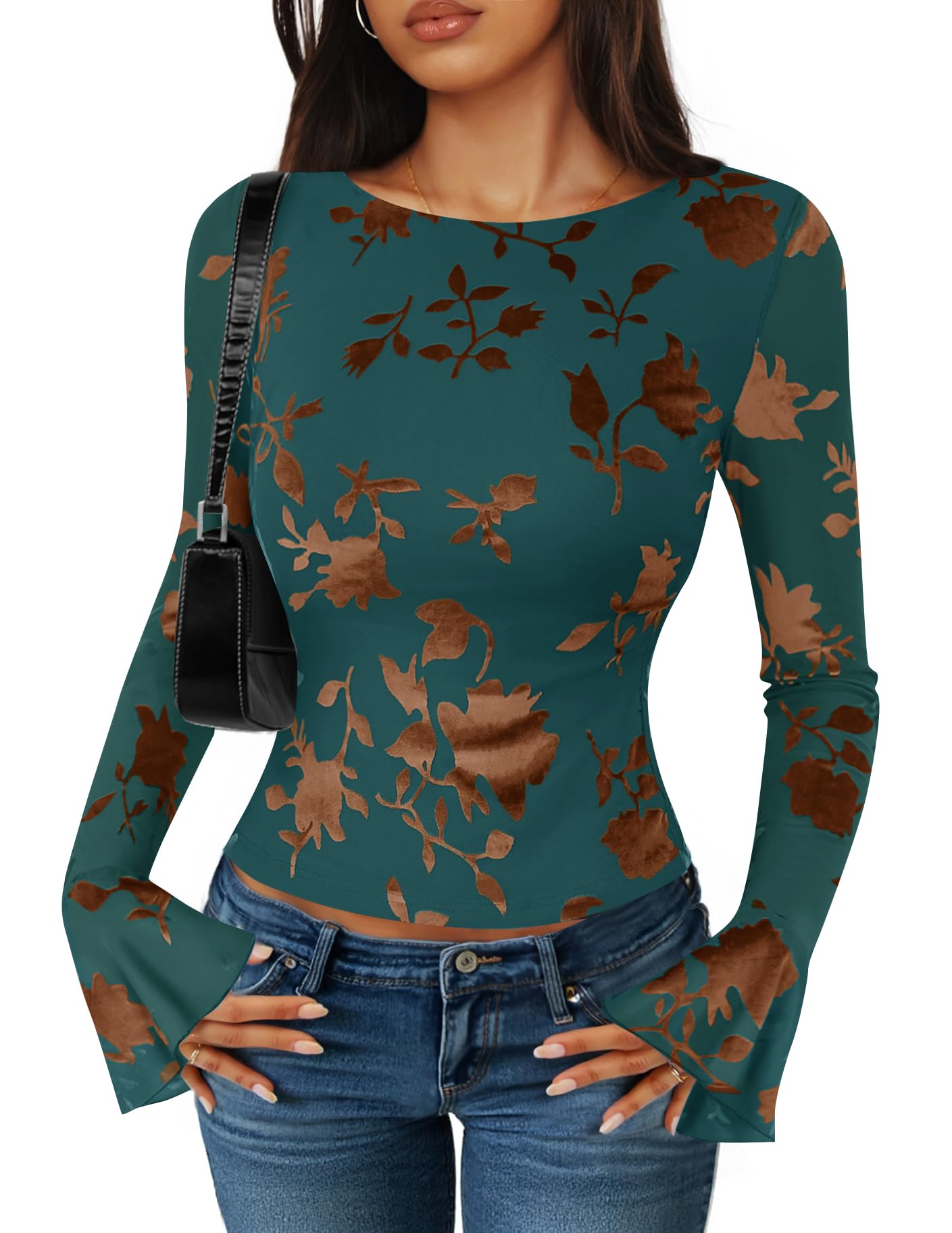 Luxuii Fall Fashion Boat Neck Fitted Shirts Trendy Going Out Y2k Outfits