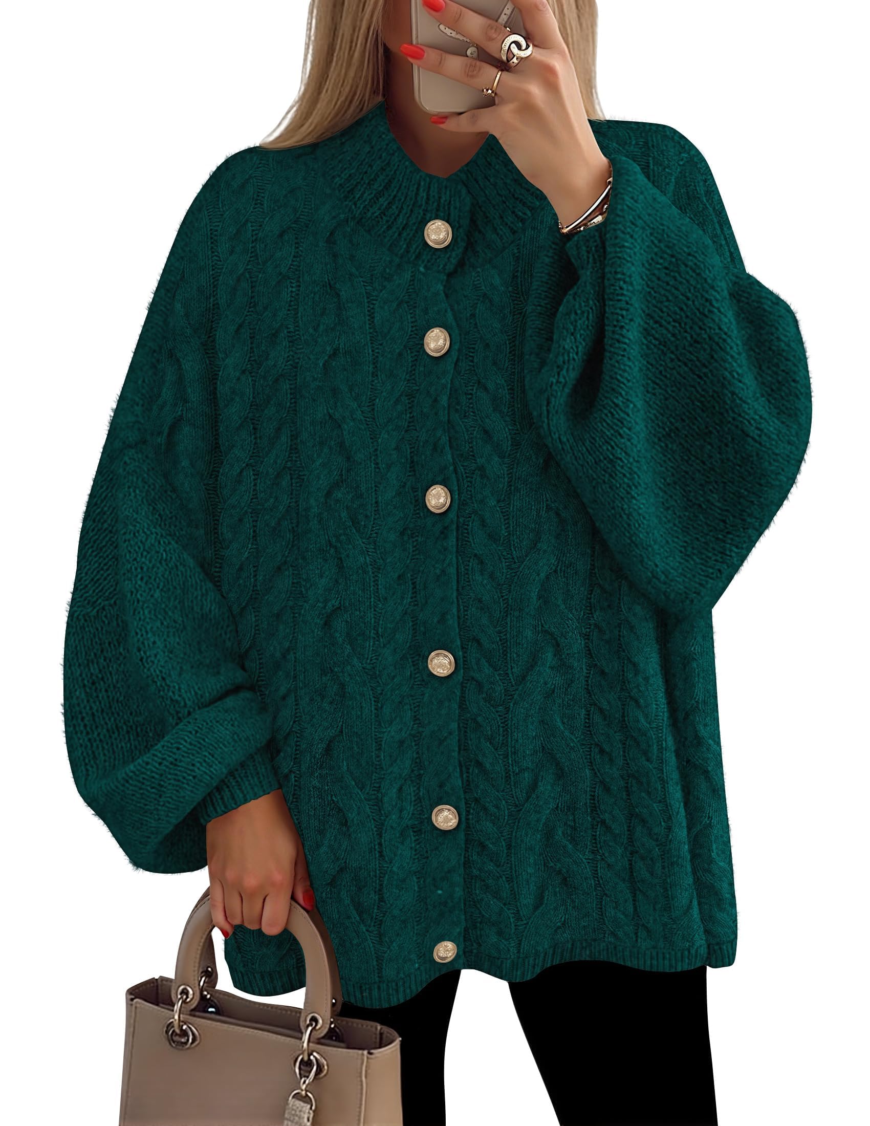 Luxuii Button Down Oversized Soft Knit Winter Coats Trendy Outerwear