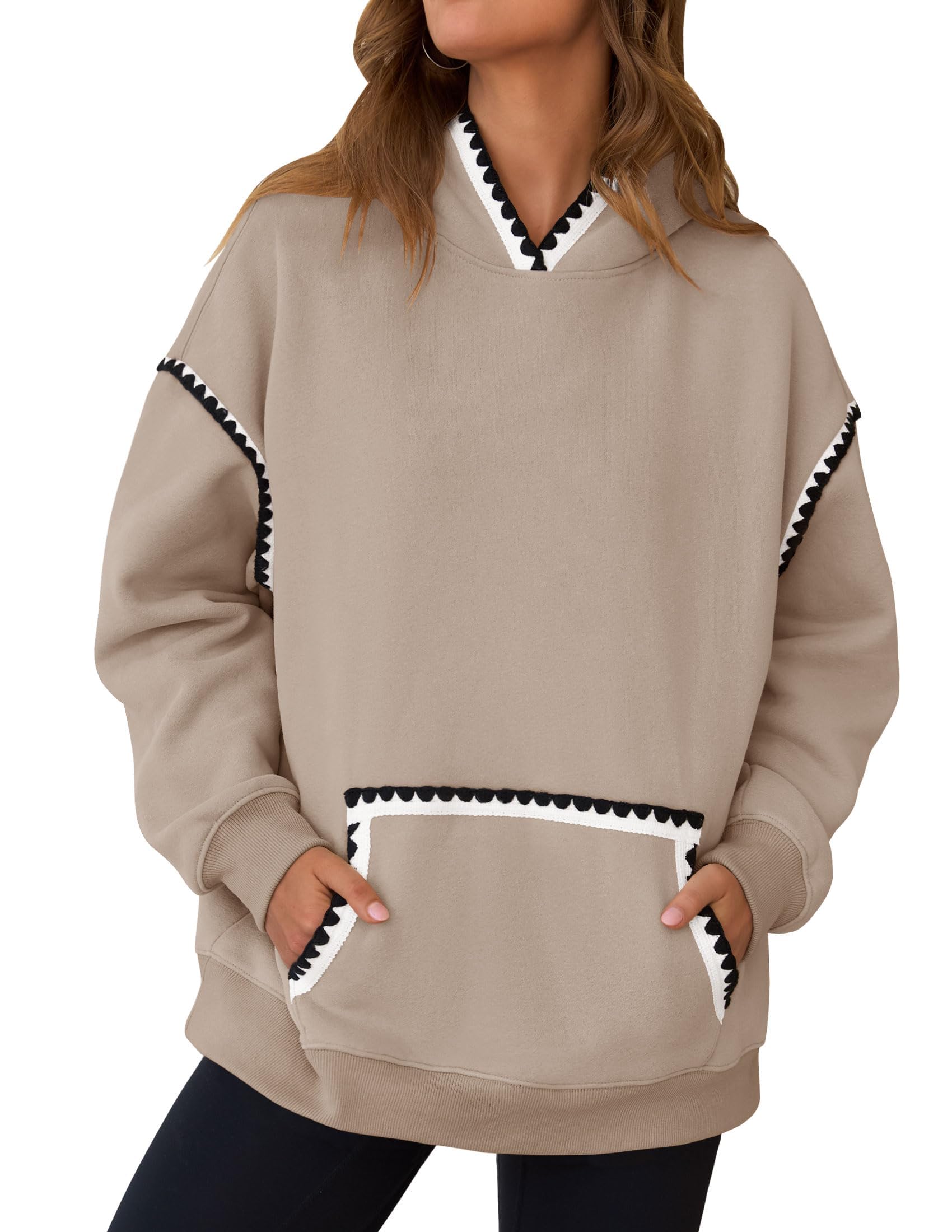 Luxuii Oversized Sweatshirts Fleece Hoodies Long Sleeve Pullover Top