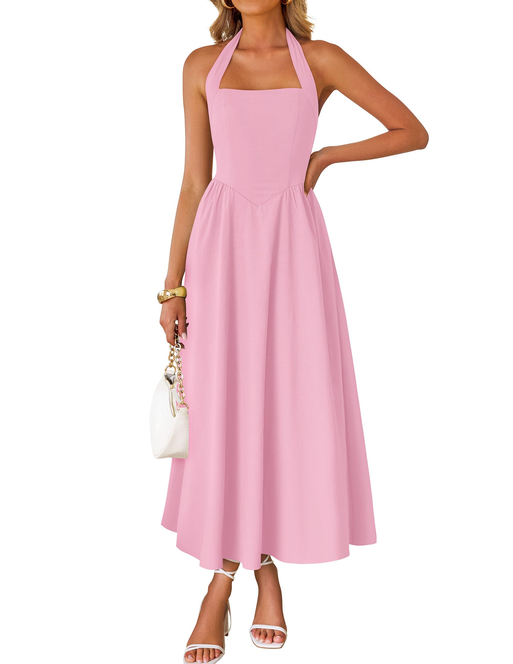 Luxuii Sleeveless Halter Off Shoulder High Waist Beach Long Dresses