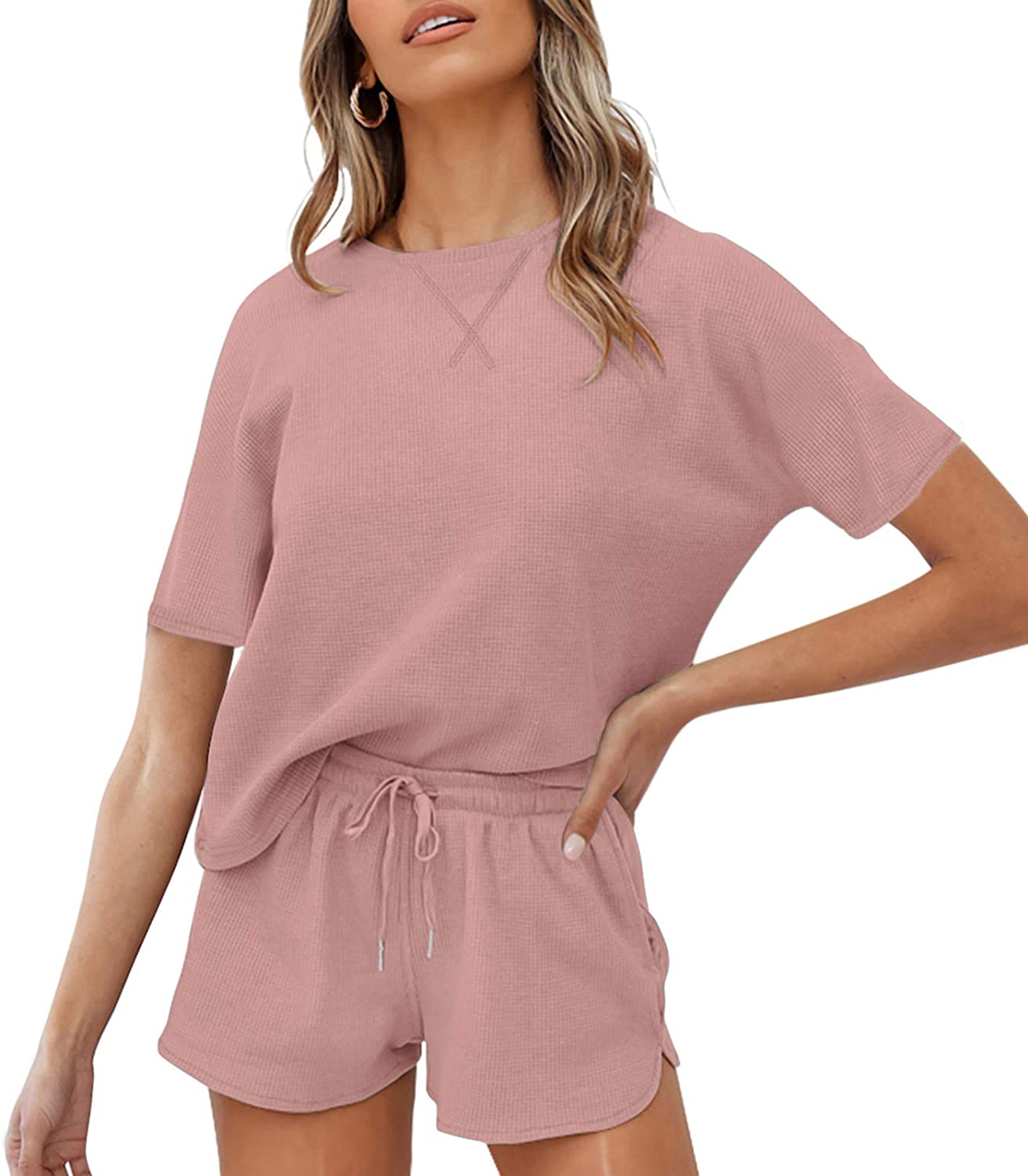 Luxuii Waffle Knit Loungewear Pajama Set