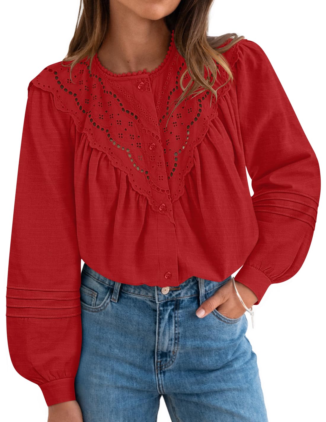 Luxuii Babydoll Lace Crochet Button Down Boho Victorian Shirts