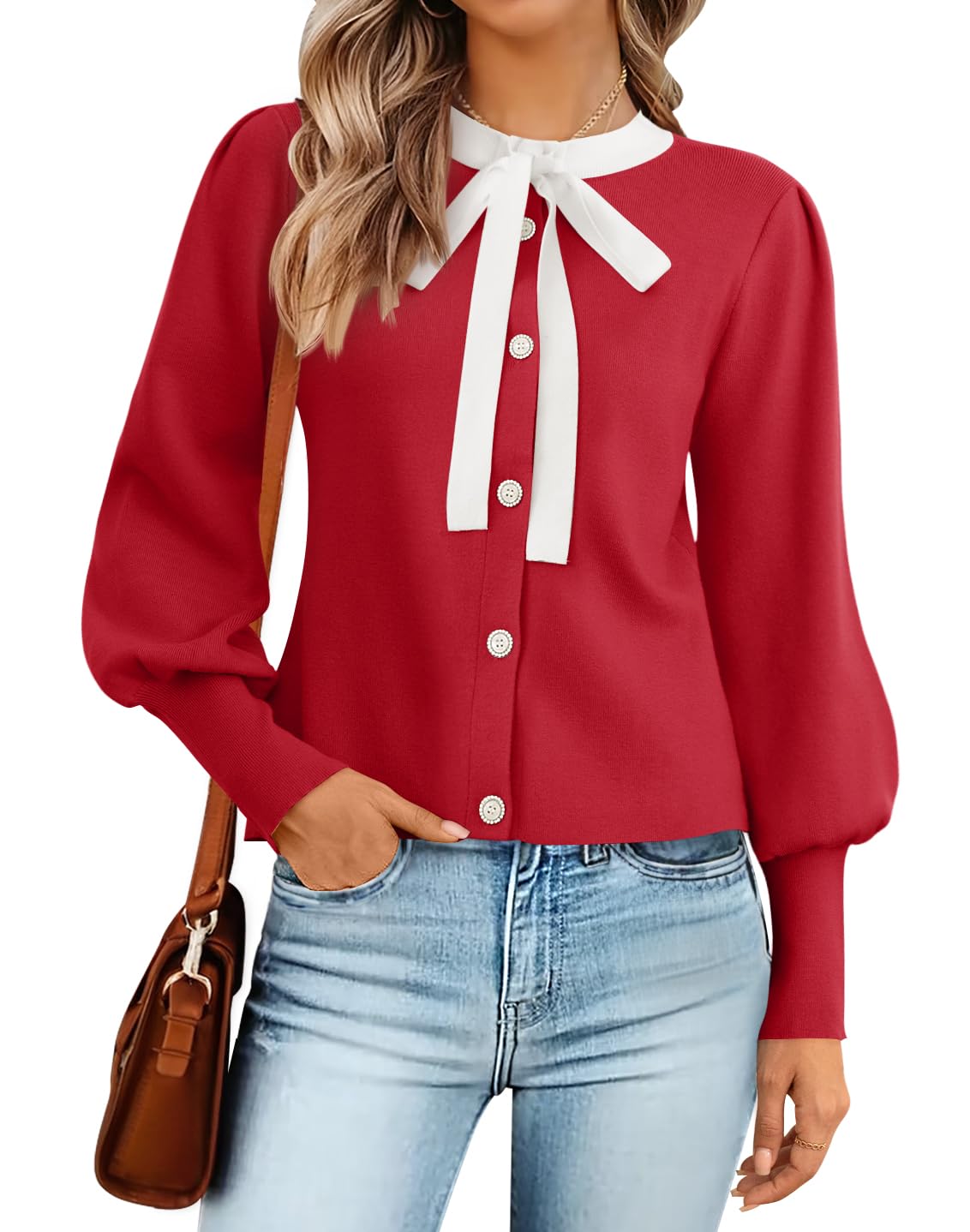 Luxuii Long Lantern Sleeve Button Down Comfy Knitted Coat