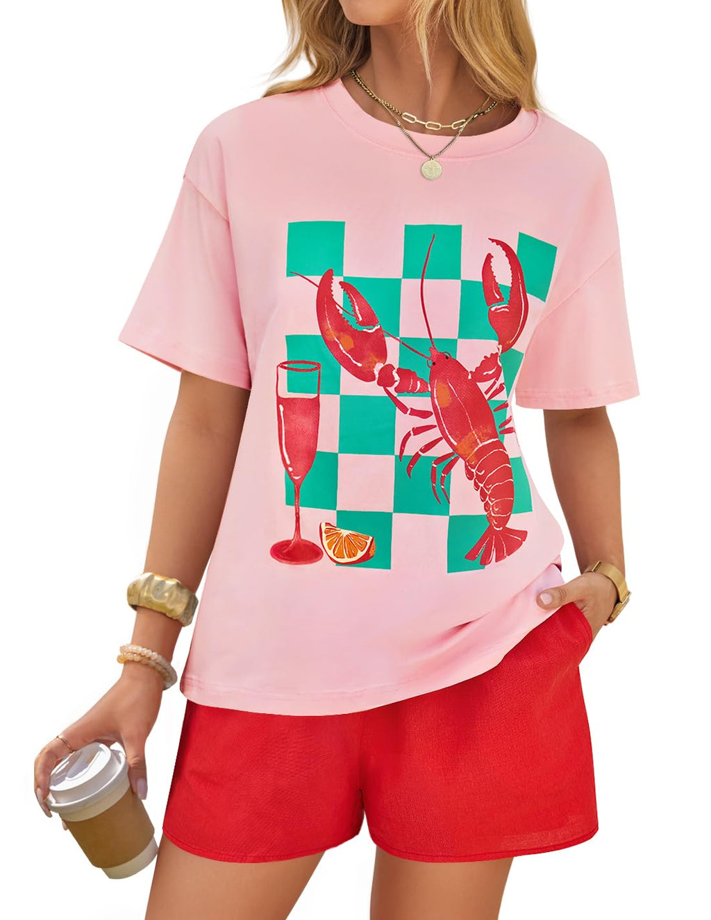 Luxuii 2 Piece Graphic Print Tops and Shorts Outfits with Pockets