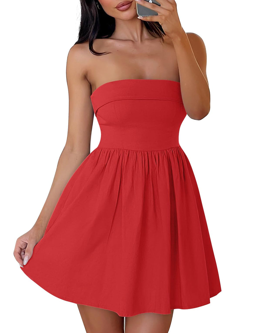 Luxuii Sexy Strapless High Waist Pleated Short Dresses