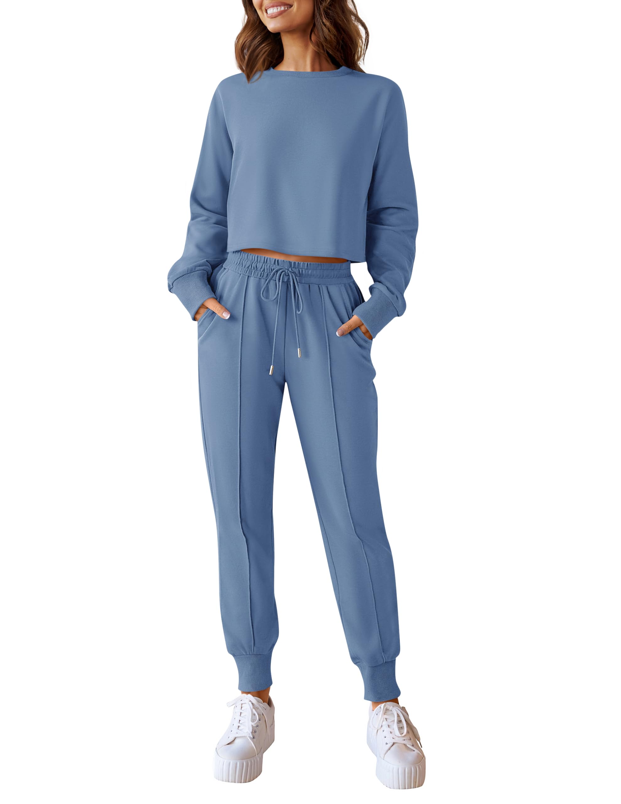 Luxuii Crop Top and Pants Jogger Long Sleepwear Loungewear