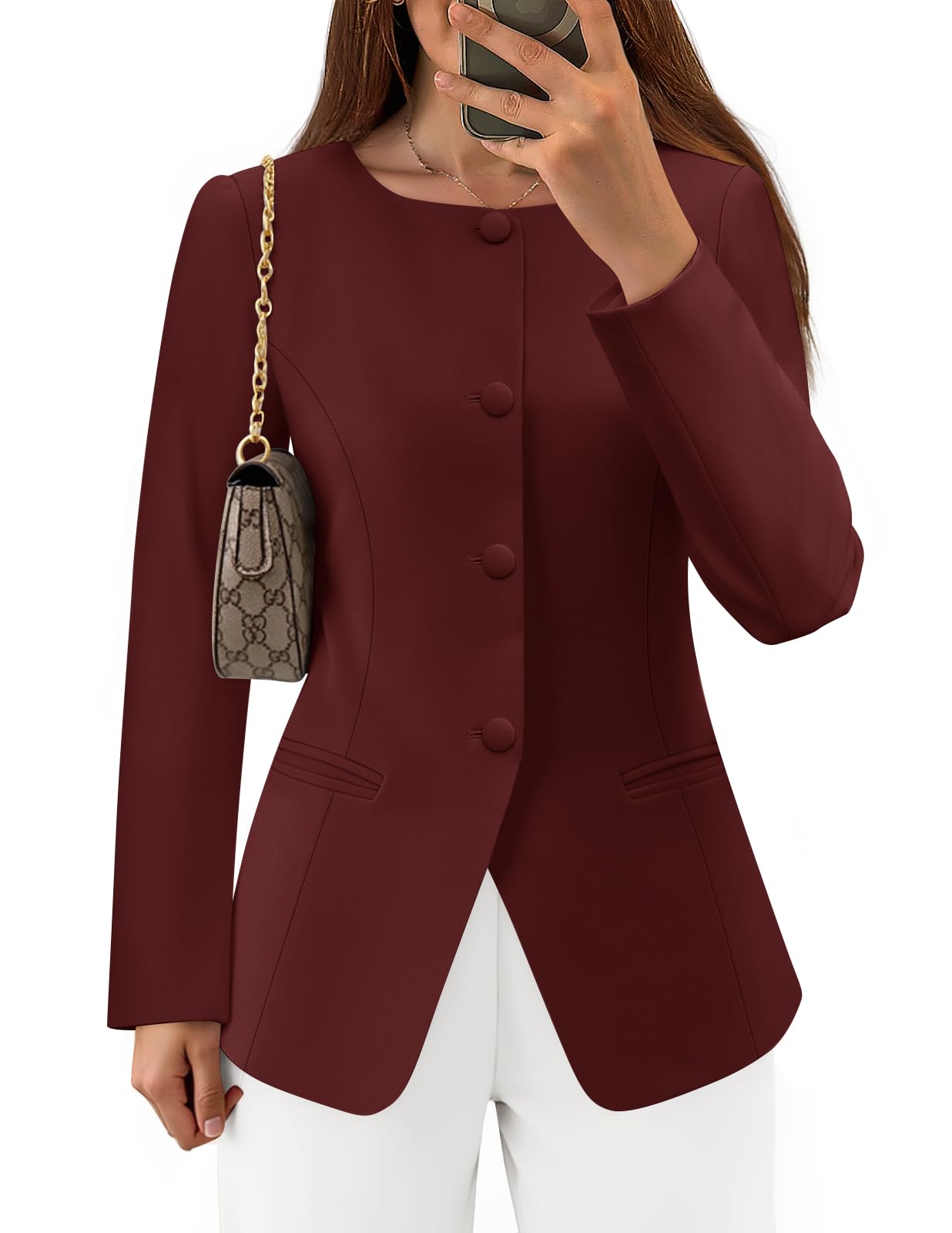 Luxuii Fall Button Suit Jackets Office Work Outfits Fitted Blazer