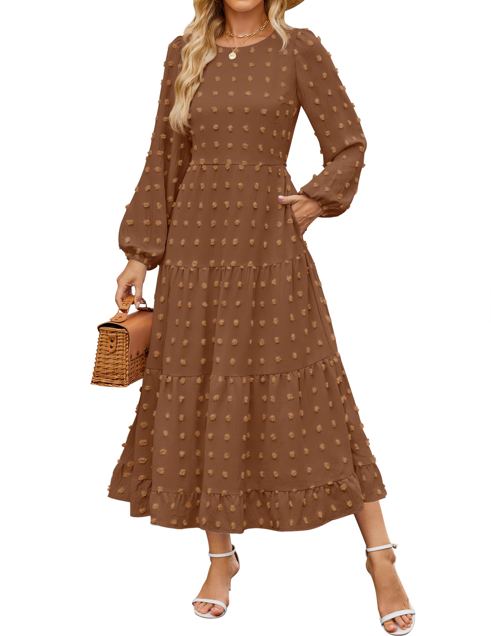 Luxuii Swiss Dot Tiered Flowy A Line Wedding Guest Dress