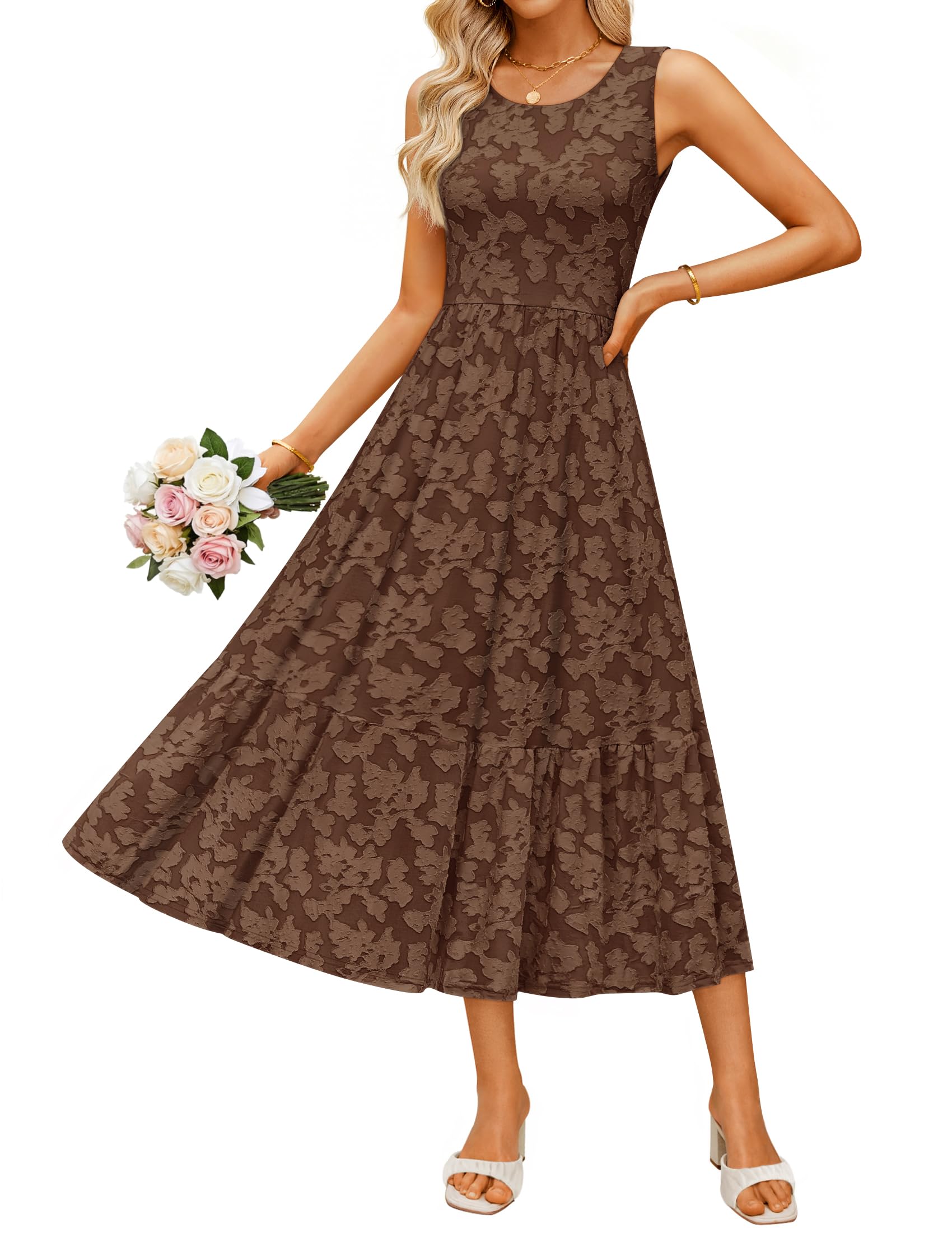 Luxuii Sleeveless Beach Vacation Dresses Casual Flowy Sundress