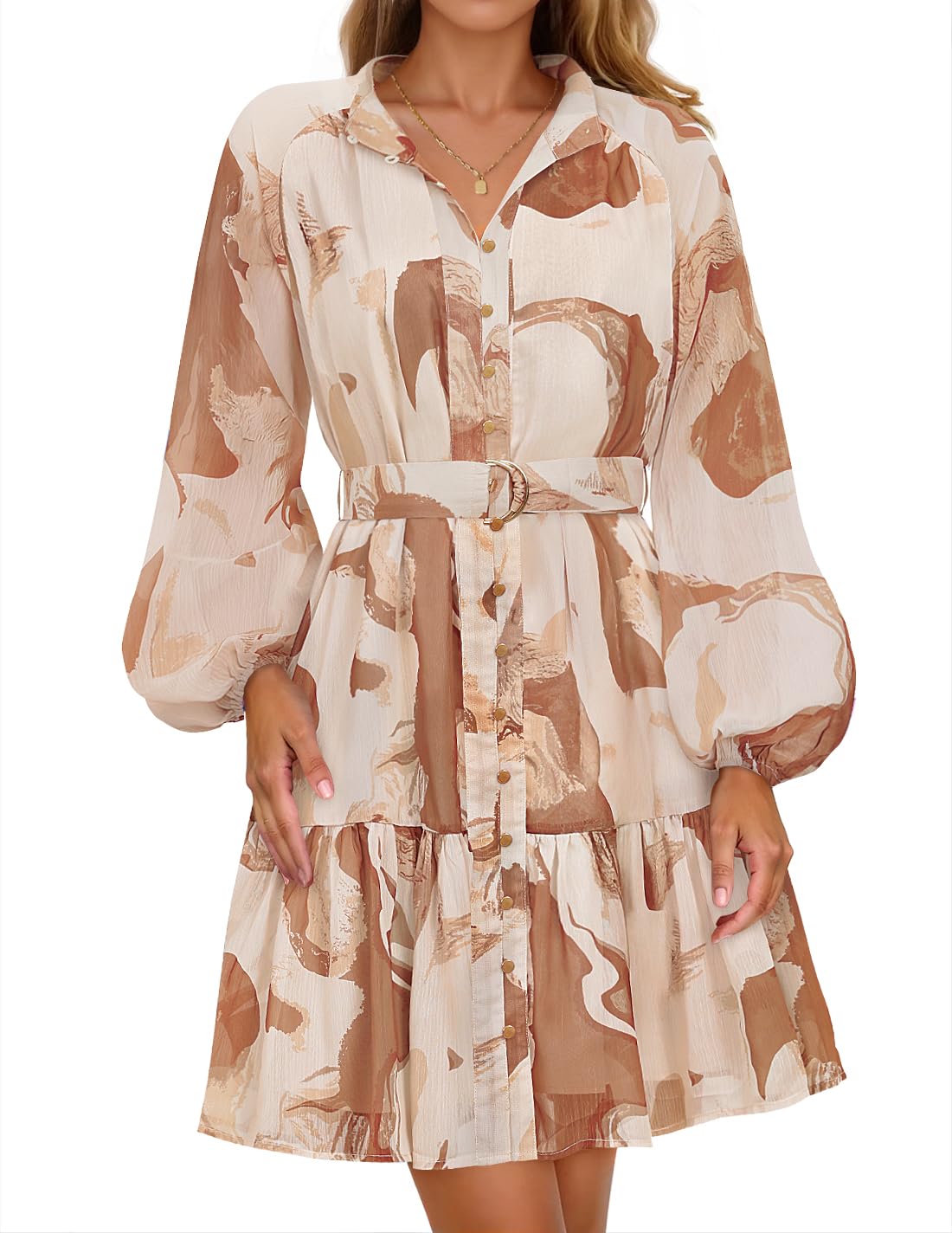 Luxuii Floral Button Chiffon A Line Party Short Dresses