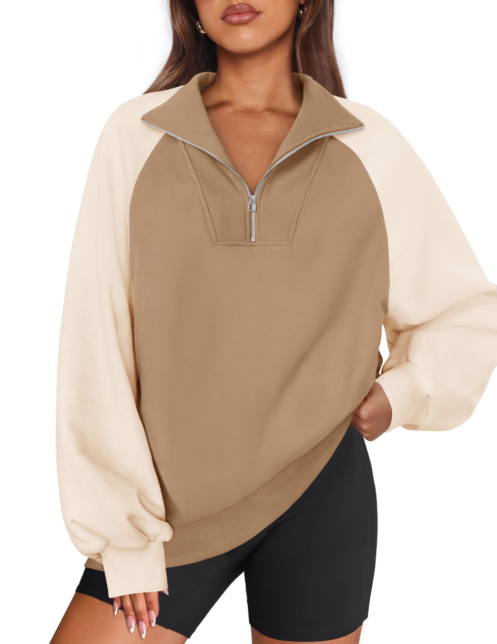 Luxuii Oversized Sweatshirts Half Zip Long Sleeve Pullover Tops