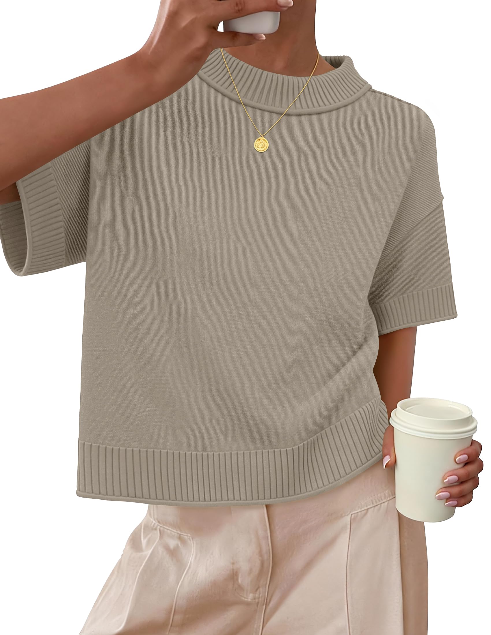 Luxuii Sweaters Summer Oversized Crewneck Soft Knit Cropped Tops