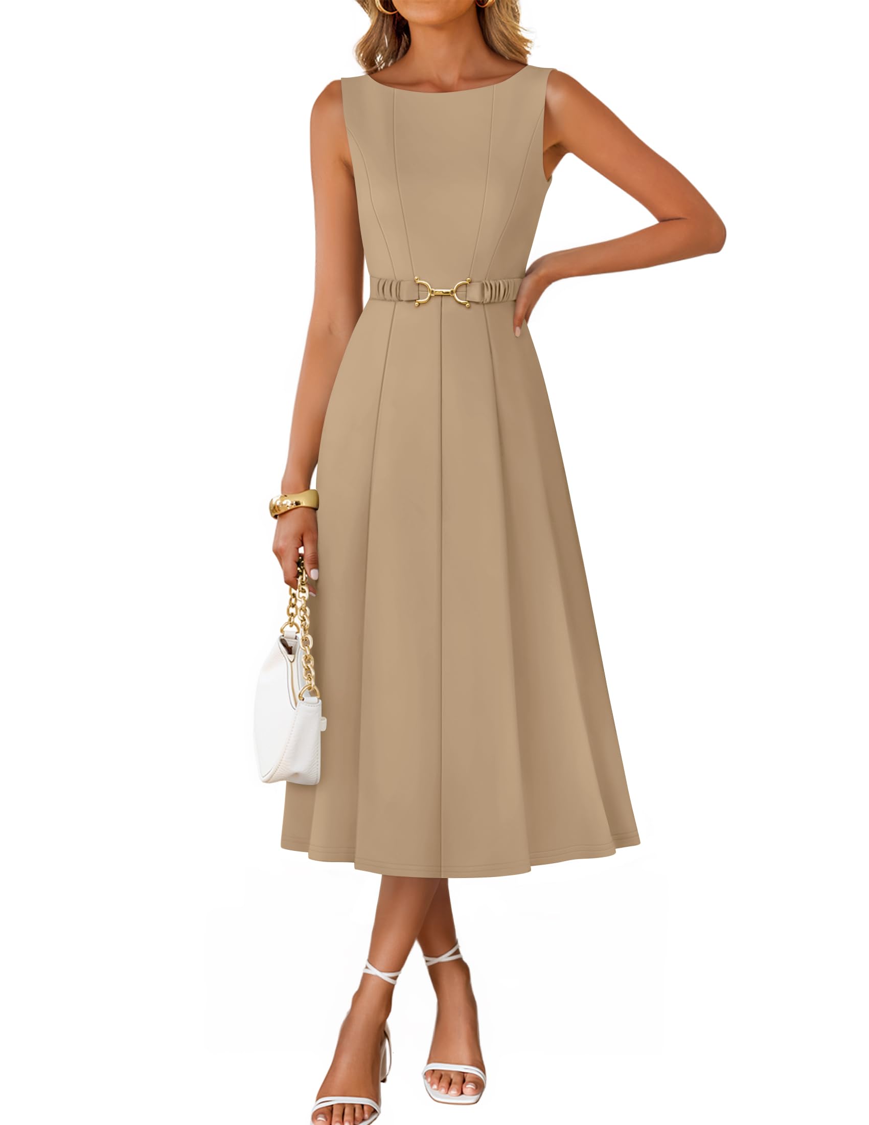 Luxuii Elegant Boat Neck A Line Tie Waist Spring Cocktail Party Dress