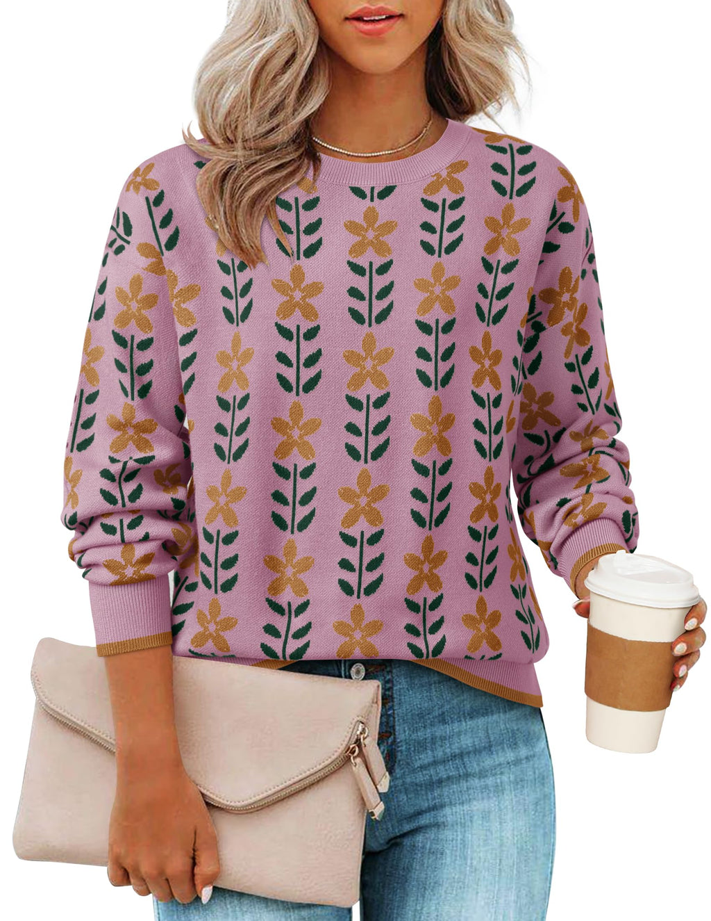 Luxuii Crewneck Printed Cute Oversized Knitted Pullover Tops